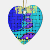 Frans Blauw Afrikaans Geweven Abstracte Paarse Vor Keramisch Ornament (Links)