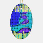 Frans Blauw Afrikaans Geweven Abstracte Paarse Vor Keramisch Ornament (Links)