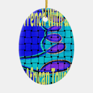 Frans Blauw Afrikaans Geweven Abstracte Paarse Vor Keramisch Ornament