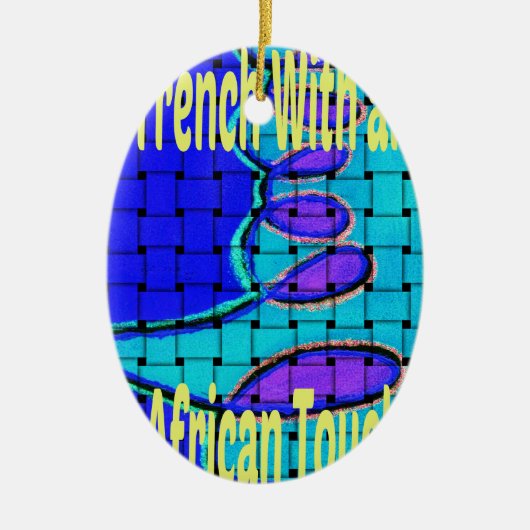 Frans Blauw Afrikaans Geweven Abstracte Paarse Vor Keramisch Ornament (Voorkant)