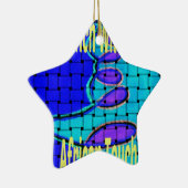 Frans Blauw Afrikaans Geweven Abstracte Paarse Vor Keramisch Ornament (Rechts)