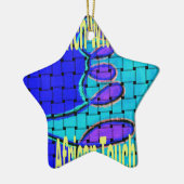 Frans Blauw Afrikaans Geweven Abstracte Paarse Vor Keramisch Ornament (Links)