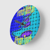 Frans Blauw Afrikaans Geweven Abstracte Paarse Vor Ronde Klok (Hoek)