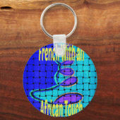 Frans Blauw Afrikaans Geweven Abstracte Paarse Vor Sleutelhanger (Voorkant)