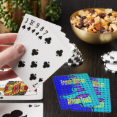 Frans Blauw Afrikaans Geweven Abstracte Paarse Vor Speelkaarten (Insitu)