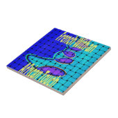 Frans Blauw Afrikaans Geweven Abstracte Paarse Vor Tegeltje (Zijkant)