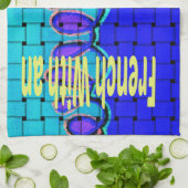 Frans Blauw Afrikaans Geweven Abstracte Paarse Vor Theedoek (Gevouwen)