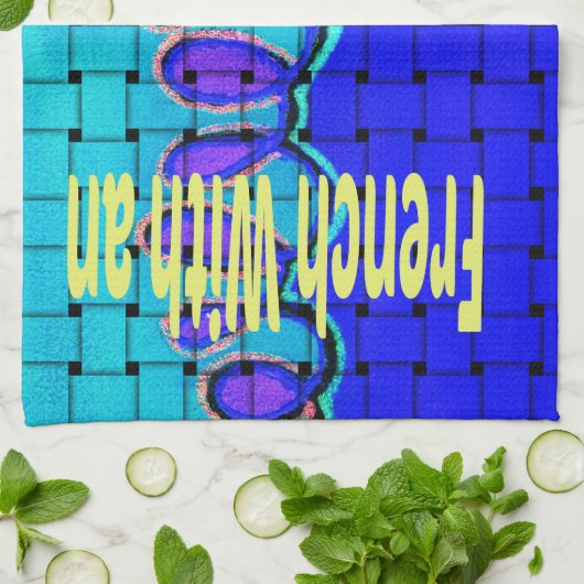 Frans Blauw Afrikaans Geweven Abstracte Paarse Vor Theedoek (Gevouwen)