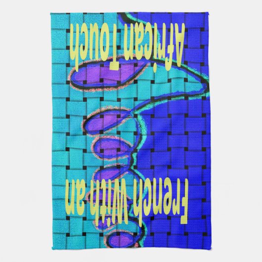 Frans Blauw Afrikaans Geweven Abstracte Paarse Vor Theedoek (Verticaal)