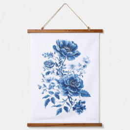 Frans Blauw Aquarel Toile Chinoiserie Bloem Hangend Wandkleed