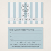 Frans Blauw Awning Stripes Gift Kaart met Monogram (Voorkant /achterkant)