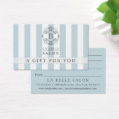 Frans Blauw Awning Stripes Gift Kaart met Monogram (Bureau)