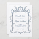 Frans Blauw  Barok Monogram Bewaar de datum Save The Date (Voorkant / Achterkant)