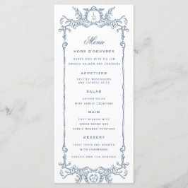 Frans Blauw Barok | Monogram bruiloft Menu