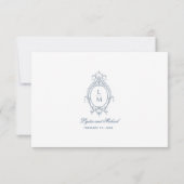 Frans Blauw Barok Monogram RSVP Kaartje (Achterkant)