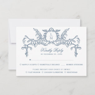 Frans Blauw Barok Monogram RSVP Kaartje