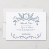 Frans Blauw Barok Monogram Save The Date (Voorkant)