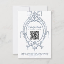 Frans Blauw Barok QR Code RSVP Card Kaartje