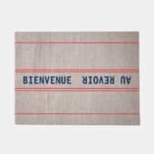 Frans Blauw Bienvenue Au Revoir & Rood Gestreept Deurmat (Voorkant)