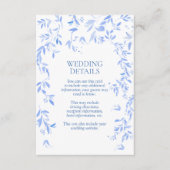 Frans Blauw Bloemen Botanische Bruiloft Details Informatiekaartje (Voorkant)