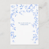 Frans Blauw Bloemen Botanische Bruiloft Details Informatiekaartje (Achterkant)