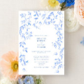 Frans Blauw Bloemen Botanische Bruiloft Kaart