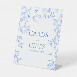 Frans Blauw Bloemen Botanische Huwelijkskaarten & Reclamebord Met Voetstuk