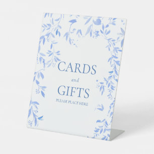 Frans Blauw Bloemen Botanische Huwelijkskaarten &  Reclamebord Met Voetstuk