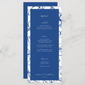 Frans Blauw Bloemen Bruiloft Menu en Dank u (Voorkant / Achterkant)