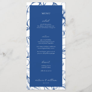 Frans Blauw Bloemen Bruiloft Menu en Dank u