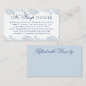  Frans Blauw Bloemen Toile Geen Wrap Douche Informatiekaartje (Voorkant / Achterkant)