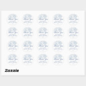 Frans Blauw Bloemen Toile Script Dank u Ronde Sticker (Vel)