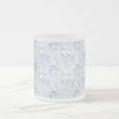 Frans blauw bloemig ornament en beer matglas koffiemok (Center)