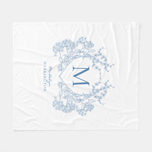  Frans Blauw Bloemkam Monogram Fleece Deken (Voorkant (Horizontaal))