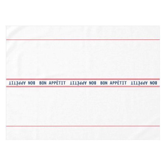 Frans Blauw Bon Appétit & Rood Gestreept Tafelkleed (Voorkant (Horizontaal))