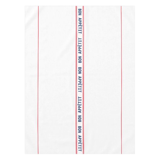 Frans Blauw Bon Appétit & Rood Gestreept Tafelkleed (Voorkant)