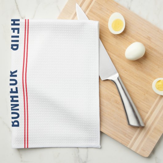 Frans Blauw Bonheur & Rood Gestreepte Keuken Theedoek (Quarter Fold)