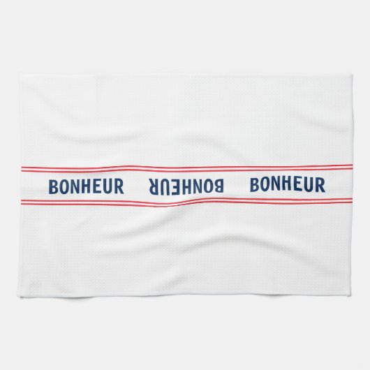 Frans Blauw Bonheur & Rood Gestreepte Keuken Theedoek (Horizontaal)