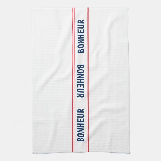 Frans Blauw Bonheur & Rood Gestreepte Keuken Theedoek (Verticaal)