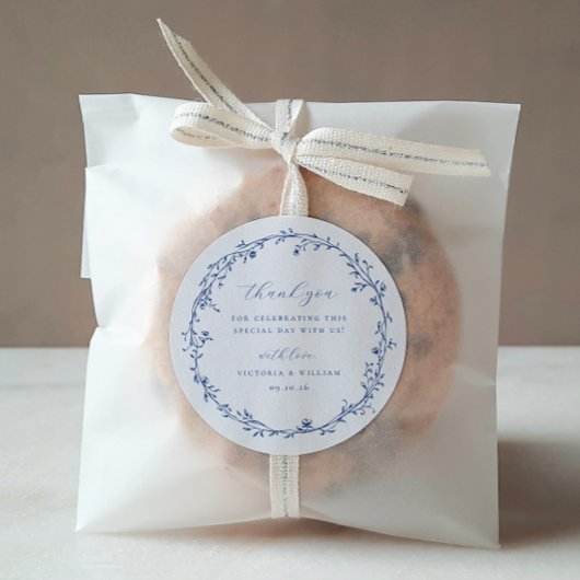 Frans Blauw Botanische krans Trouwgunst Ronde Sticker