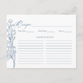 Frans Blauw Chinoiserie Bloemen Bruidsrecept Kaart (Voorkant)