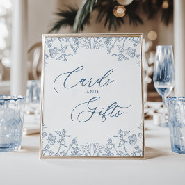 Frans Blauw Chinoiserie Bloemen Kaarten en geschen Poster