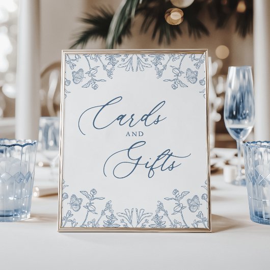 Frans Blauw Chinoiserie Bloemen Kaarten en geschen Poster