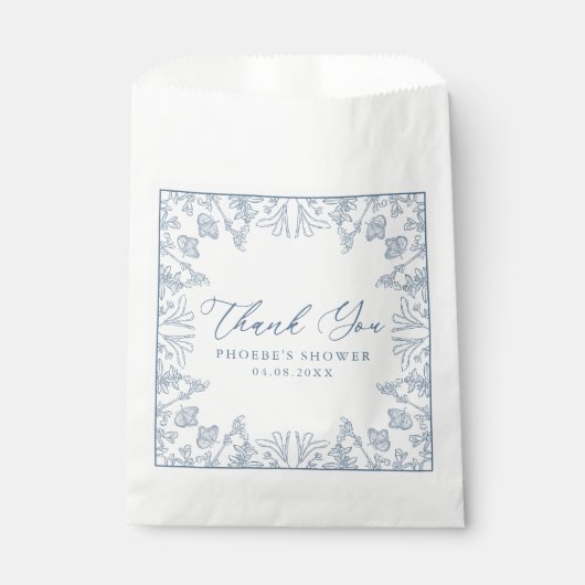 Frans Blauw Chinoiserie Bloemen Vrijgezellenfeest Bedankzakje (Voorkant)