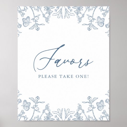 Frans Blauw Chinoiserie Bloemen Vrijgezellenfeest  Poster (Voorkant)