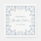 Frans Blauw Chinoiserie Bloemen Vrijgezellenfeest Servet (Voorkant)