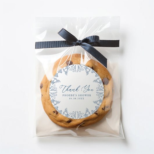 Frans Blauw Chinoiserie Bloemenbruid Favor Sticker