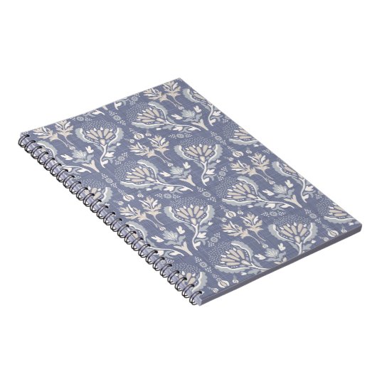 Frans blauw damast, armoedig chic. notitieboek (Rechterzijde)