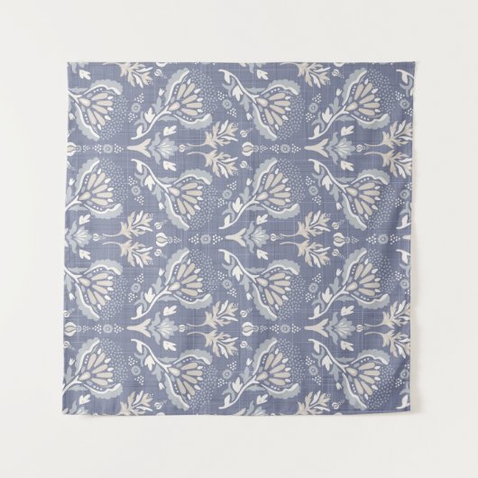 Frans blauw damast, armoedig chic. wandkleed (Voorkant (horizontaal))