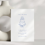 Frans Blauw Doodle Minimalistisch Trouwcake Save The Date<br><div class="desc">Kondig uw speciale dag met tijdloze charme aan met deze Franse Blue Doodle Minimalist Wedding Cake Save the Date. Deze Save the Date heeft een elegant handgetekende bruidstaart in zacht Frans blauw en straalt moeiteloze sophisticatie en een vleugje grillen uit. Perfect voor koppels die van minimalistische esthetiek houden met een...</div>